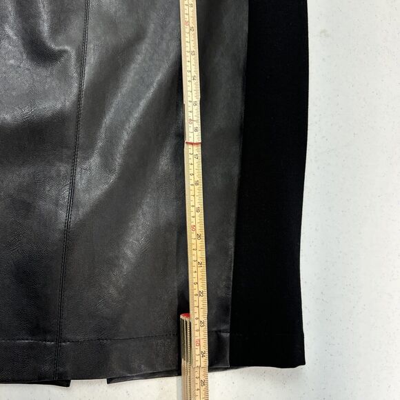 Cartise Faux Black Leather Skirt 8 Mod Edgy Romantic Career Capsule Quiet Luxe - Picture 7 of 11